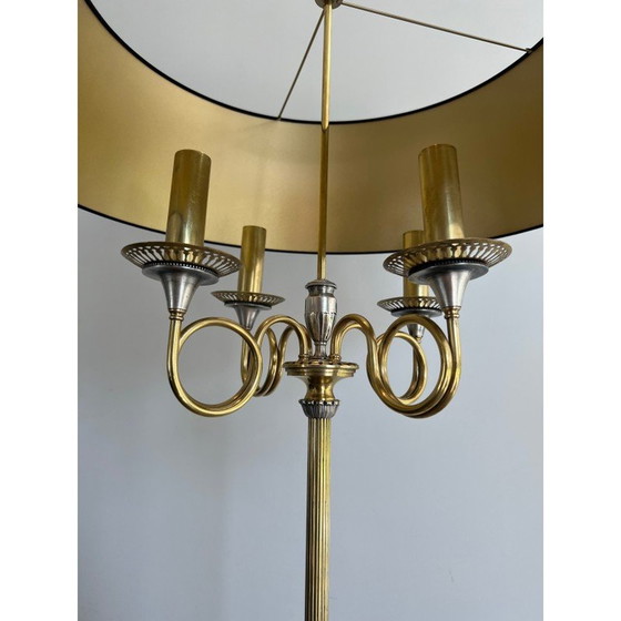 Image 1 of Pair of vintage floor lamps in brushed steel and brass