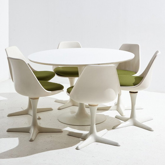 Image 1 of Vintage Space Age dining set in metal and plastic by Maurice Burke for Arkana, 1960