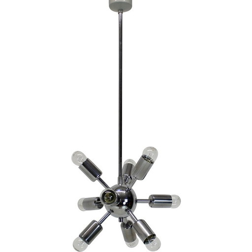 Vintage chrome chandelier by Drupol, Czechoslovakia 1970