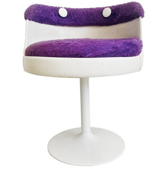 Image 1 of Space age tulip chair purple teddy 1970's