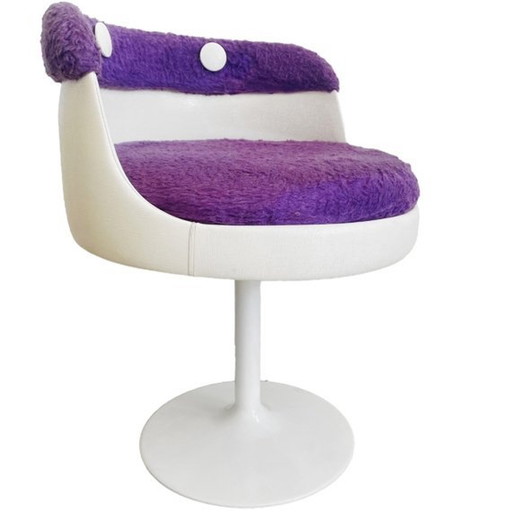 Space age tulip chair purple teddy 1970's