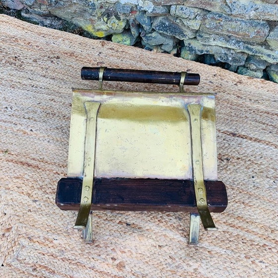 Image 1 of Vintage magazine rack in wood and brass