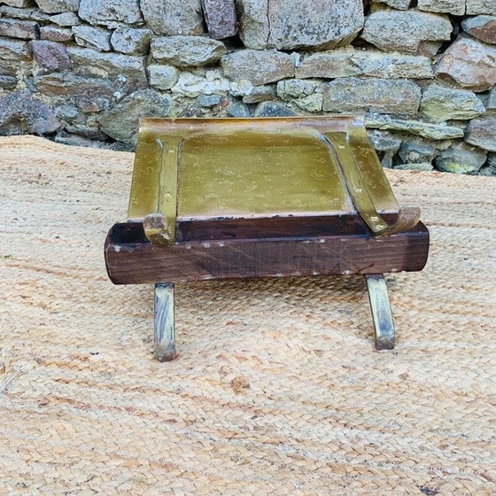 Image 1 of Vintage magazine rack in wood and brass