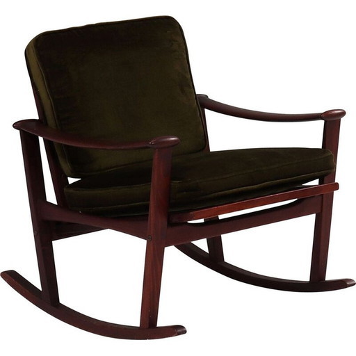 Mid-century teak spade rocking chair by M Nissen for Finn Juhl, 1960s