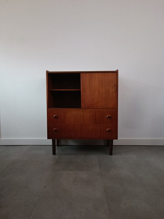Image 1 of Vintage Danish Wall Cabinet/Highboard In Teak