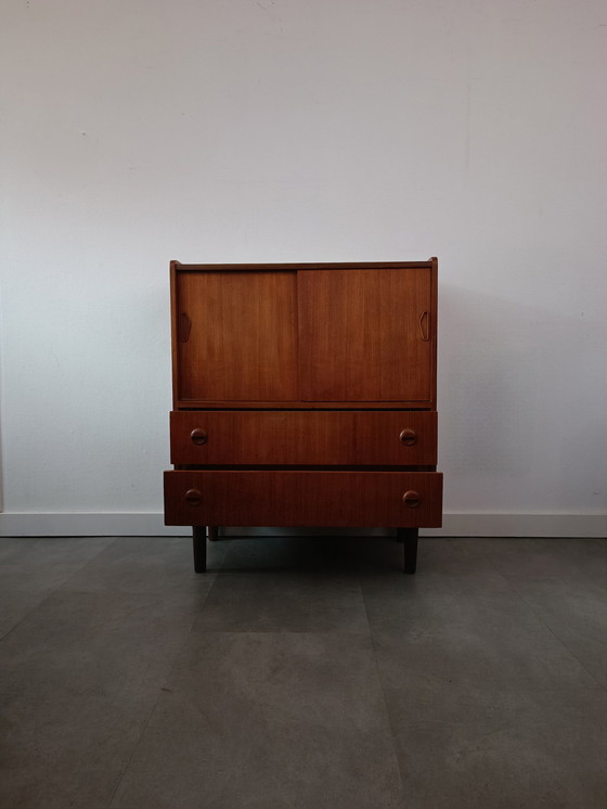 Image 1 of Vintage Danish Wall Cabinet/Highboard In Teak