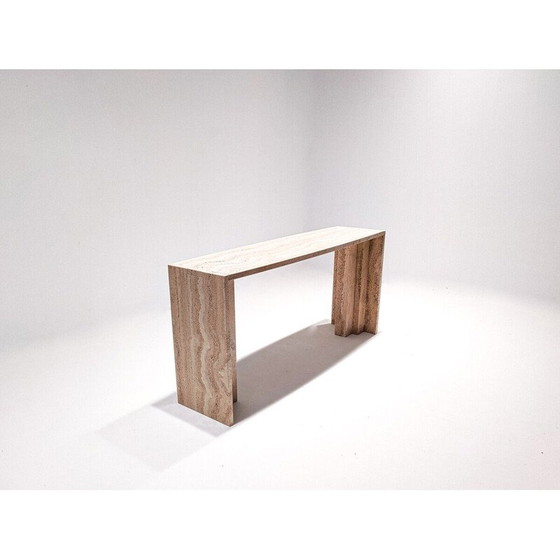 Image 1 of Vintage contemporary travertine console, Italy