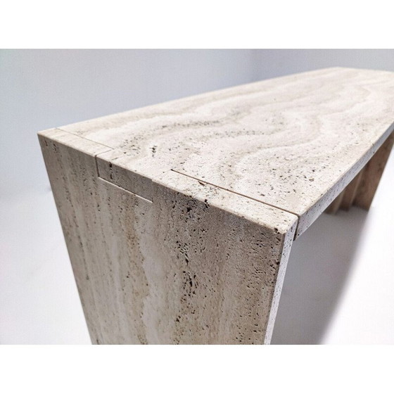 Image 1 of Vintage contemporary travertine console, Italy