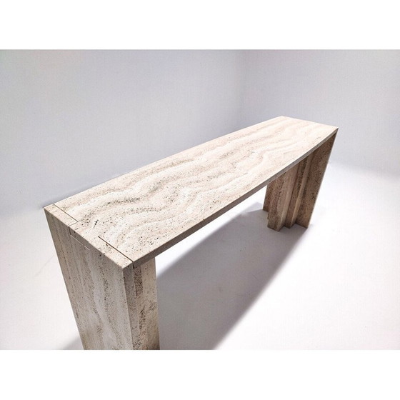 Image 1 of Vintage contemporary travertine console, Italy