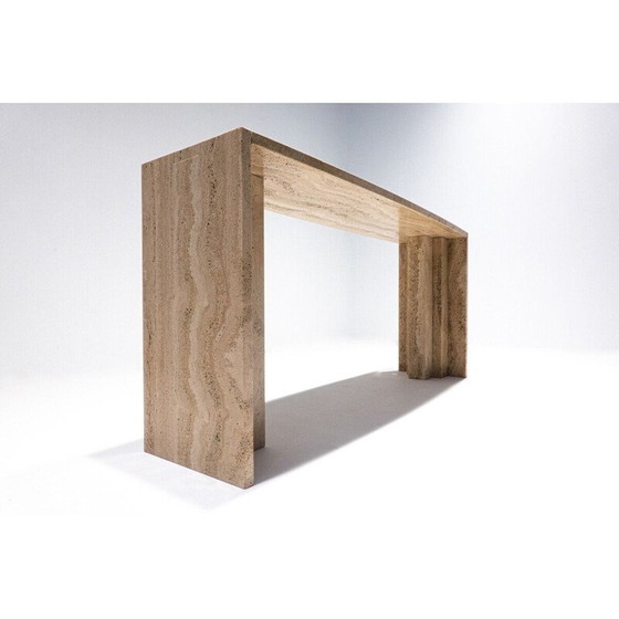 Image 1 of Vintage contemporary travertine console, Italy