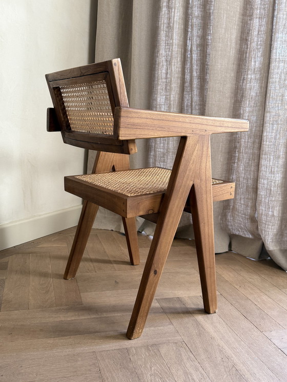 Image 1 of 4X Detjer Dining / Office Chairs In Teak Wood And Rattan, 1950S Inspired