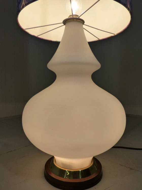 Image 1 of Large glass floor lamp with flower shade 1960's