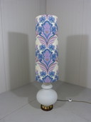 Large glass floor lamp with flower shade 1960's