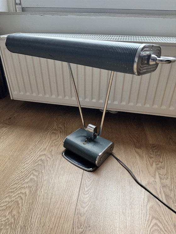 Image 1 of Blue-Grey Desk Lamp N71 By Atelier Jumo France 1960S Afbeelding 1 Blue-Grey Desk Lamp N71 By Atelier Jumo France 1960S