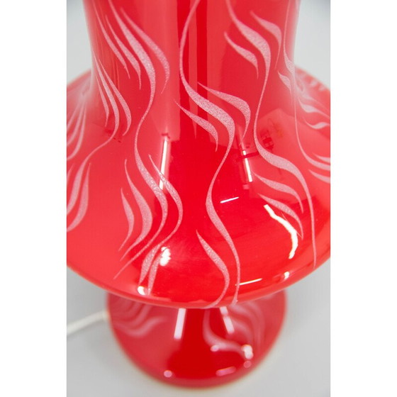 Image 1 of Vintage red glass table lamp by Valasske Mezirici, Czechoslovakia 1970s
