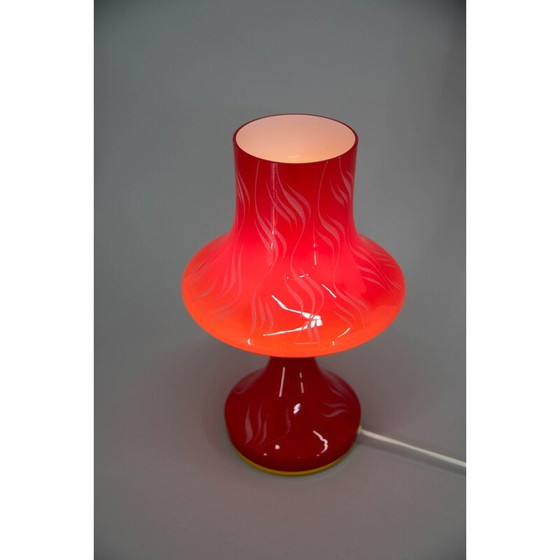 Image 1 of Vintage red glass table lamp by Valasske Mezirici, Czechoslovakia 1970s