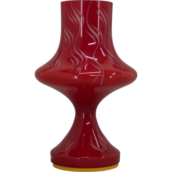 Image 1 of Vintage red glass table lamp by Valasske Mezirici, Czechoslovakia 1970s