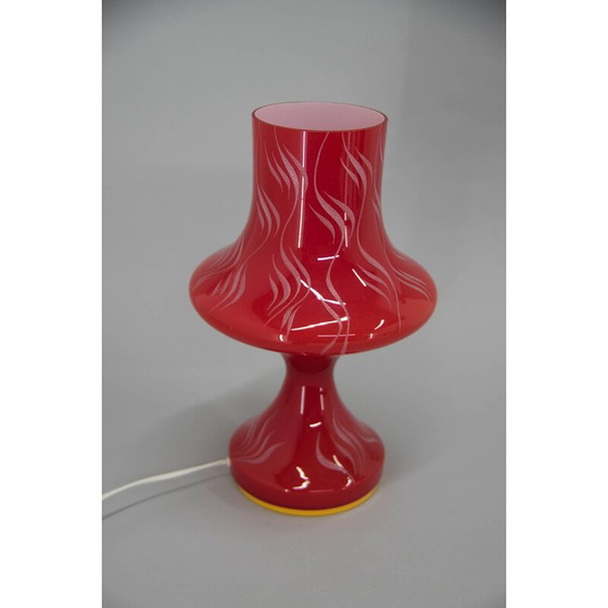 Image 1 of Vintage red glass table lamp by Valasske Mezirici, Czechoslovakia 1970s
