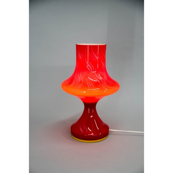 Image 1 of Vintage red glass table lamp by Valasske Mezirici, Czechoslovakia 1970s
