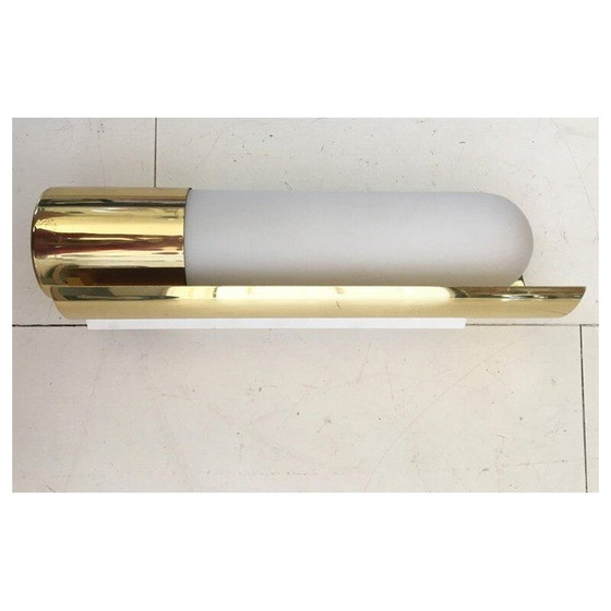 Image 1 of Vintage wall lamp in brass and opal glass by Glashütte Limburg