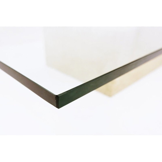 Image 1 of Vintage travertine and glass coffee table, 1970