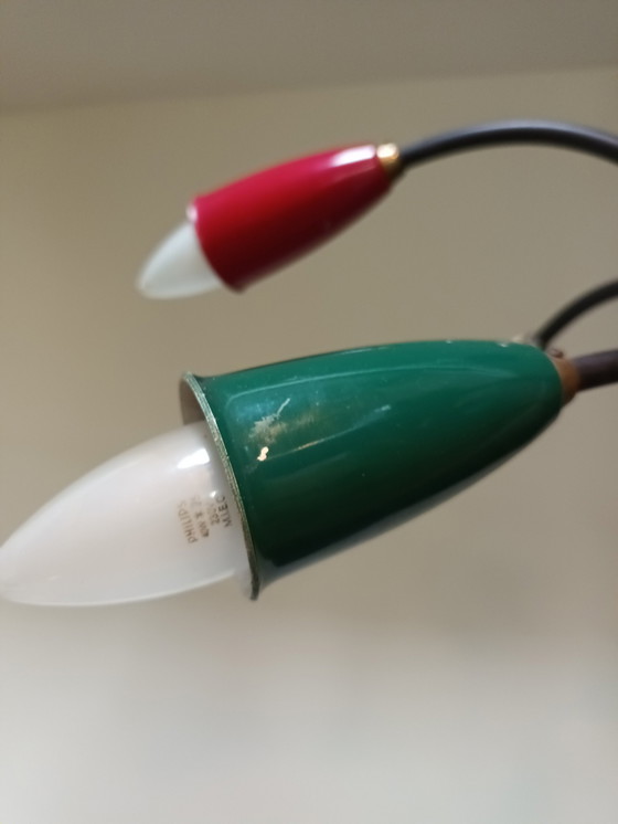 Image 1 of Italian Colorful Brass Chandelier - 1950s