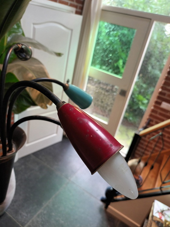 Image 1 of Italian Colorful Brass Chandelier - 1950s