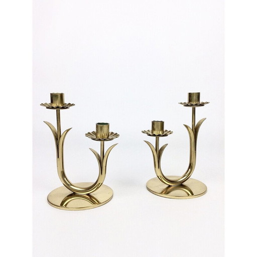 Pair of vintage candle holders by Gunnar Ander for Ystad-Metall, Sweden