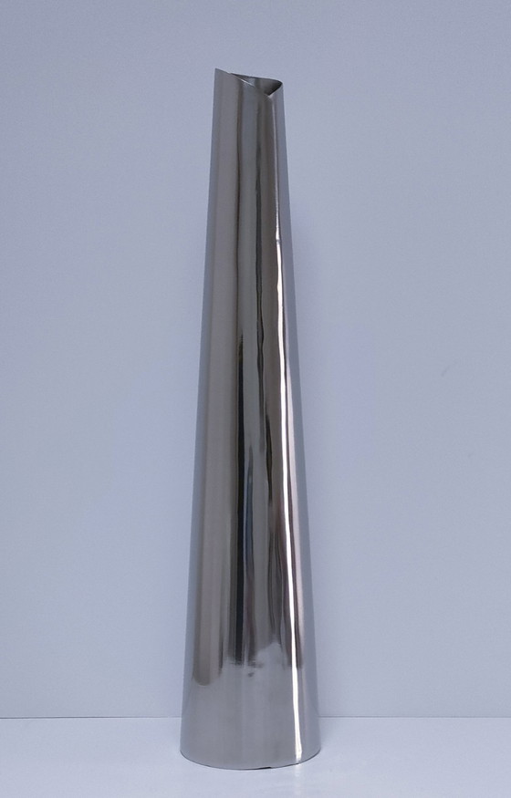 Image 1 of Large 90's Stainless Steel Design Vase