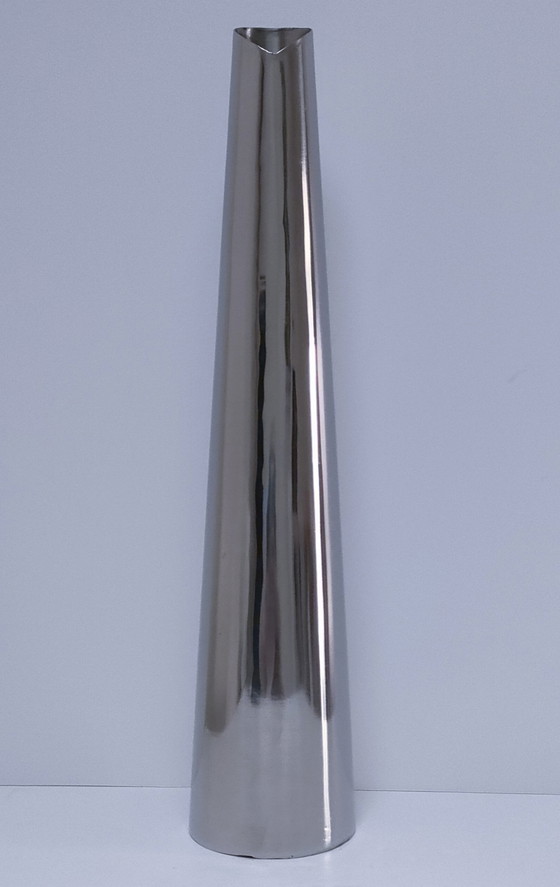 Image 1 of Large 90's Stainless Steel Design Vase