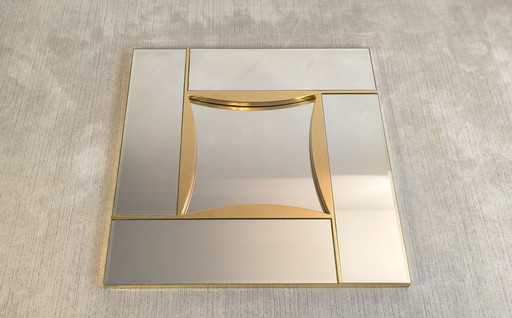 Deknudt - Gorgeous 1970's Deknudt Large Square Mirror Gold Cloisonné