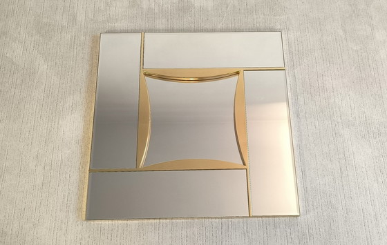 Image 1 of Deknudt - Gorgeous 1970's Deknudt Large Square Mirror Gold Cloisonné