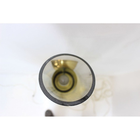 Image 1 of Vintage chandelier and pair wall lamp of sconces in patinated brass by Kamenický Šenov, 1960