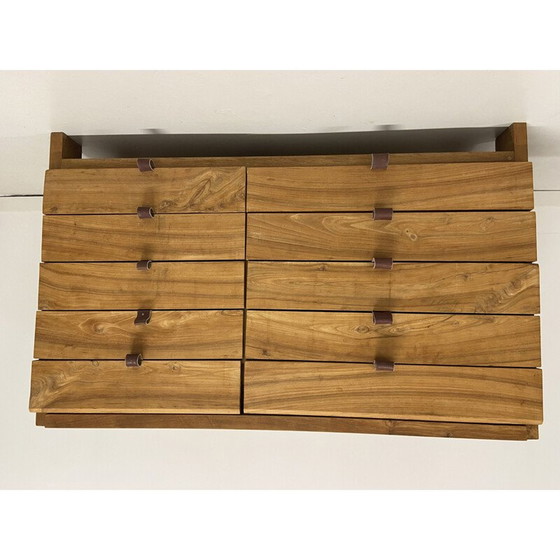 Image 1 of Credenza alta vintage in legno massello di olmo, Francia 1970