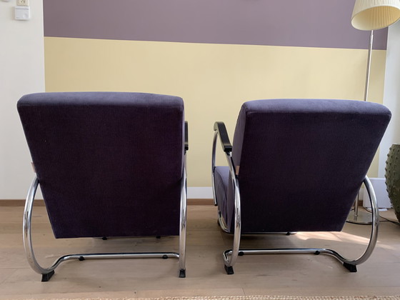 Image 1 of 2x Dykmeyer Tube Frame Armchairs Model The Dikkert