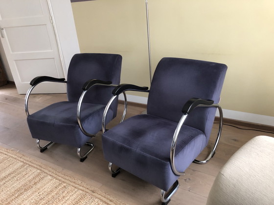 Image 1 of 2x Dykmeyer Tube Frame Armchairs Model The Dikkert