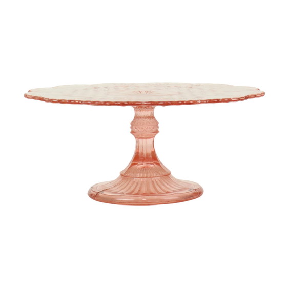 Image 1 of Pink Cake Bowl Depression Glass