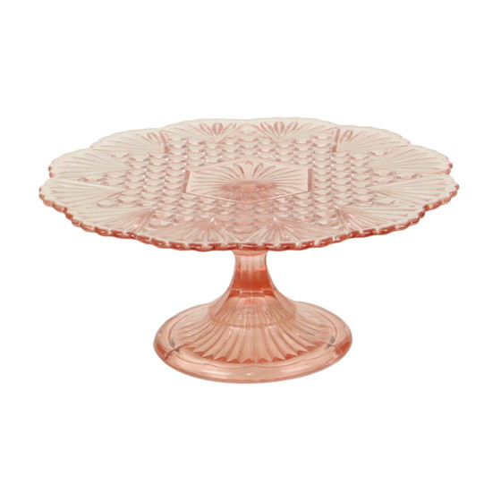 Image 1 of Pink Cake Bowl Depression Glass