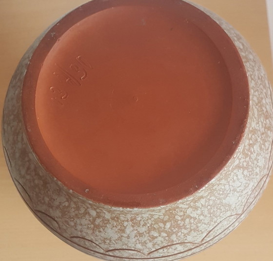 Image 1 of Ceramic Vase With Elephant And Palm Tree