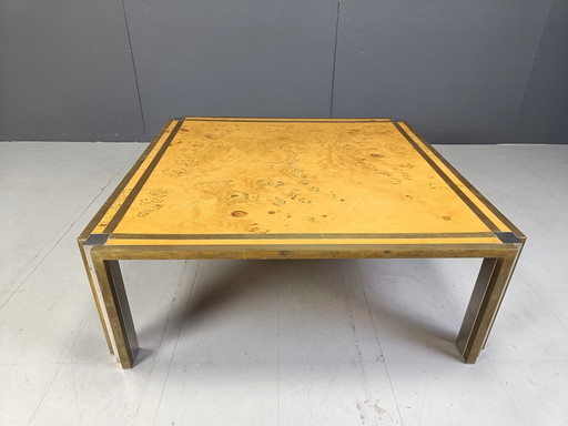 Italian Burl Wooden Coffee Table By Tommaso Barbi, 1970S