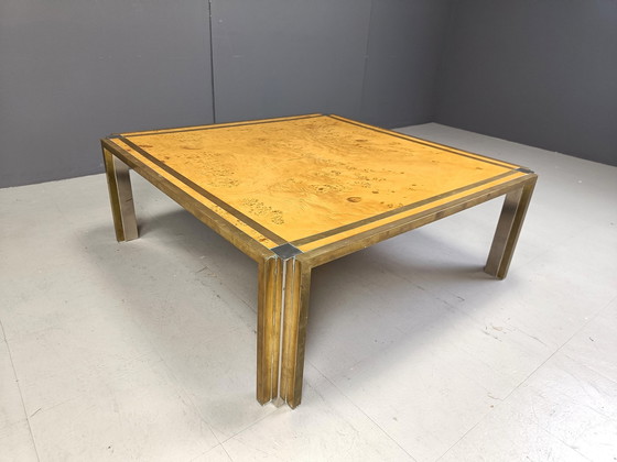 Image 1 of Italian Burl Wooden Coffee Table By Tommaso Barbi, 1970S