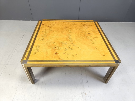 Italian Burl Wooden Coffee Table By Tommaso Barbi, 1970S