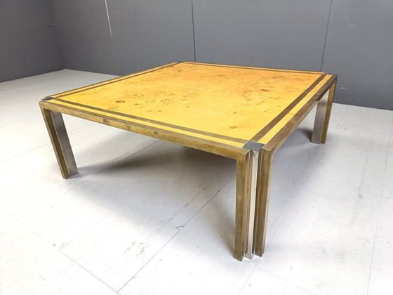 Image 1 of Italian Burl Wooden Coffee Table By Tommaso Barbi, 1970S