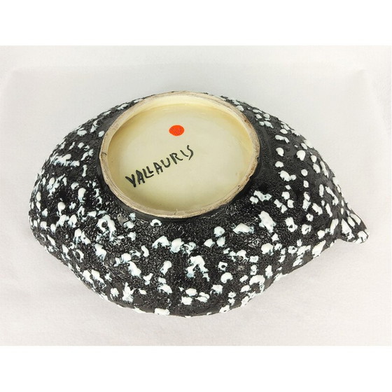 Image 1 of Vintage black and white ceramic bowl by Vallauris, 1950