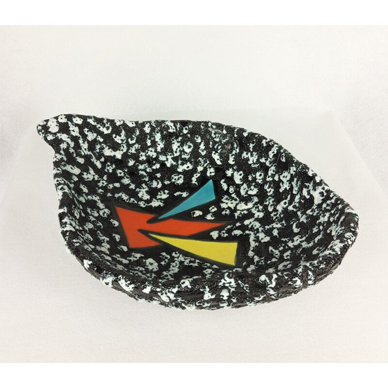 Image 1 of Vintage black and white ceramic bowl by Vallauris, 1950