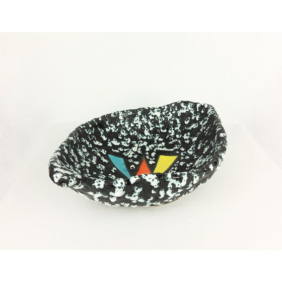 Image 1 of Vintage black and white ceramic bowl by Vallauris, 1950