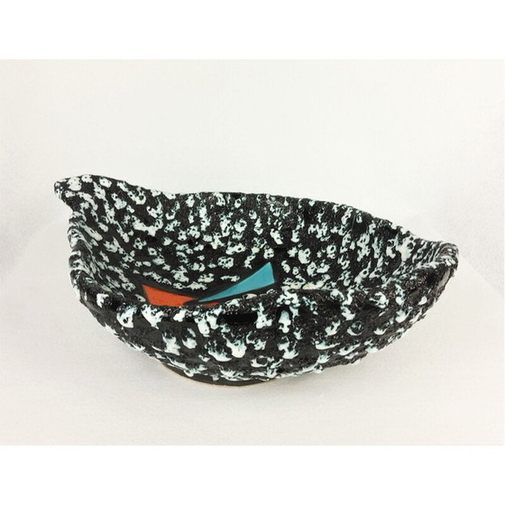 Image 1 of Vintage black and white ceramic bowl by Vallauris, 1950