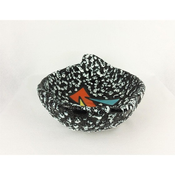 Image 1 of Vintage black and white ceramic bowl by Vallauris, 1950