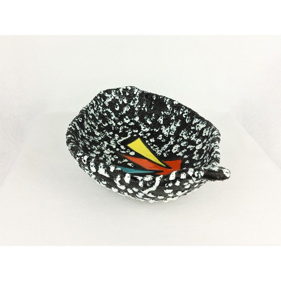 Image 1 of Vintage black and white ceramic bowl by Vallauris, 1950