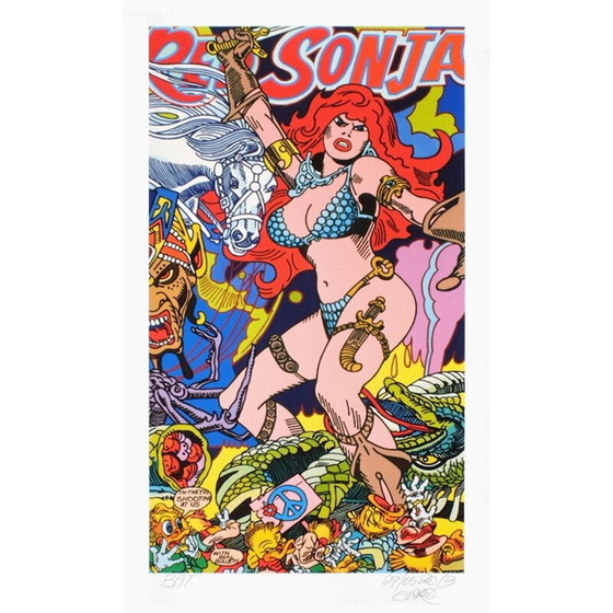 Image 1 of Timbro a pigmenti vintage "Red Sonja" di Gudmundur Erro, 2013
